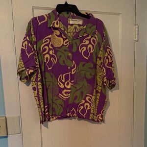 Manuhealii Purple and Green Ulu print